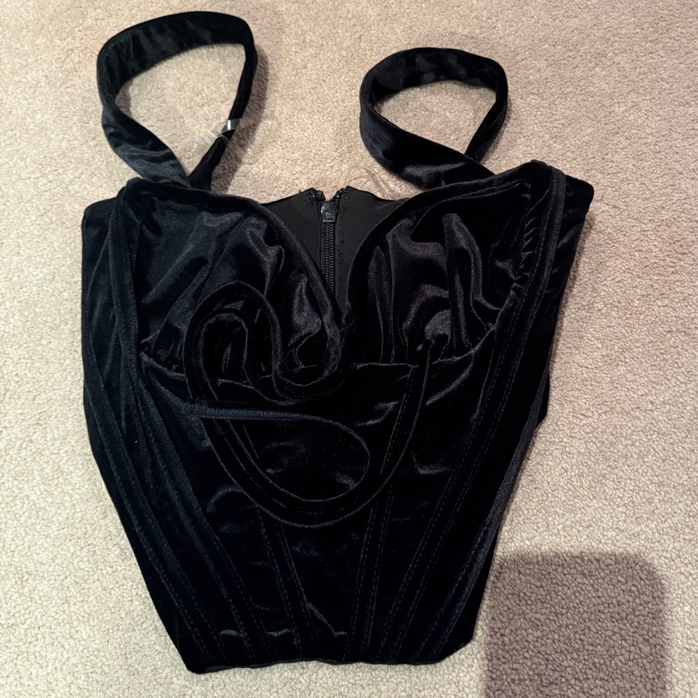 House of CB Black Velvet corset top